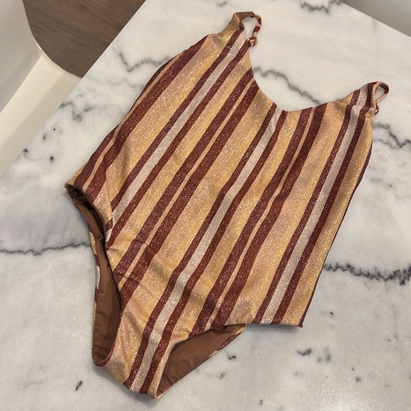 NEW Calzedonia Bikini Set Brown Sheer Striped - Picture 4 of 7